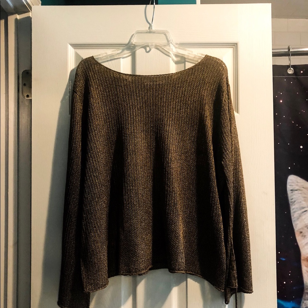 Zara Brown Woven Knit See Through Top